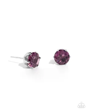 Breathtaking Birthstone (February) Amethyst Purple Rhinestone Earrings - Paparazzi Accessories