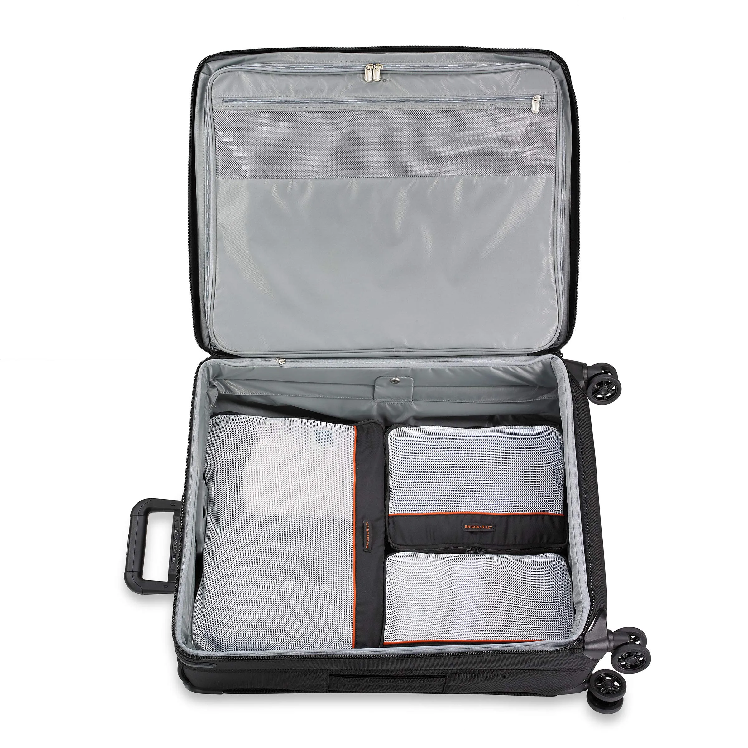 Briggs & Riley 3 Pack Zippered Packing Cubes/Luggage Organizers for Travel, Black, Large