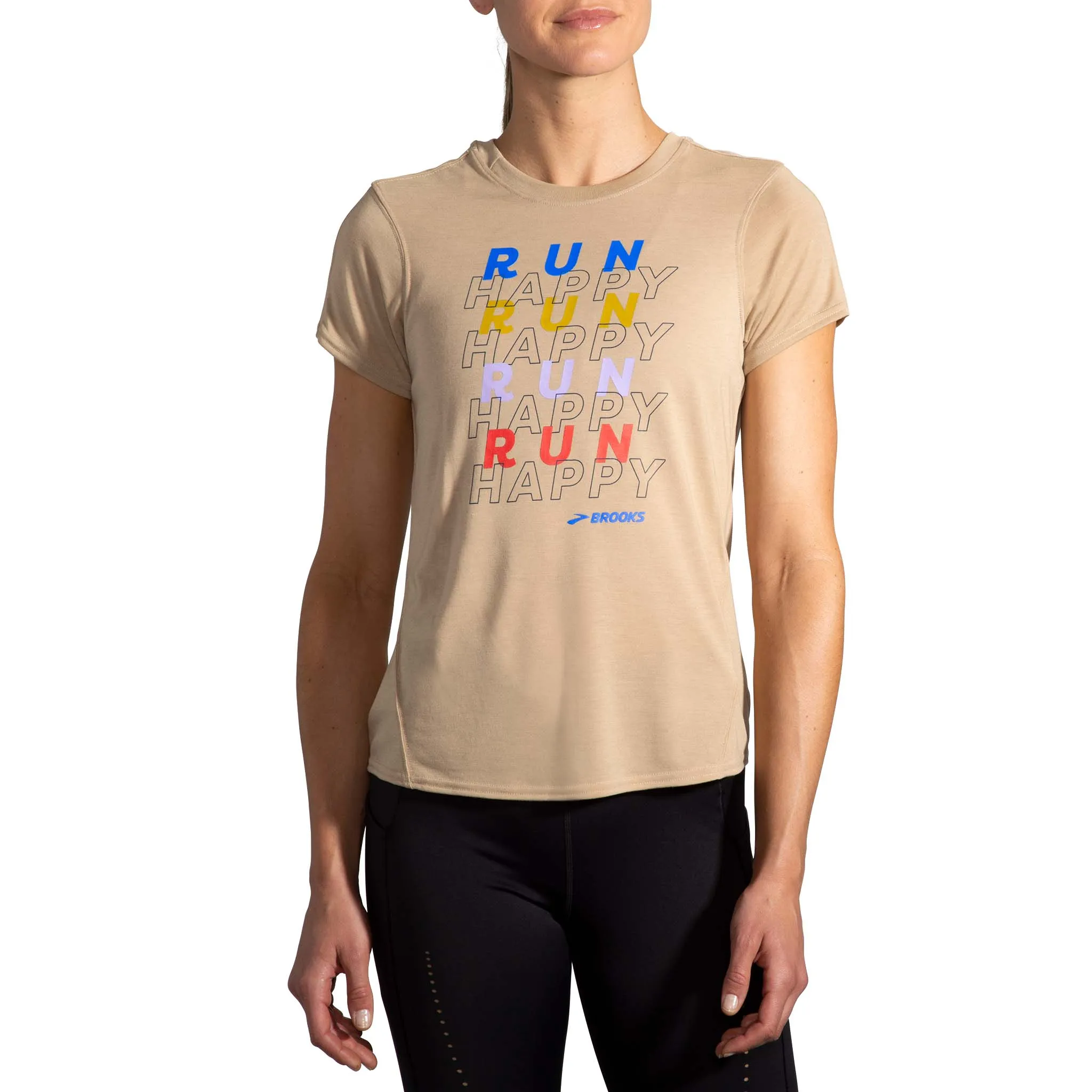 Brooks | Women's Distance Graphic Short Sleeve Tee - Heather Oatmeal