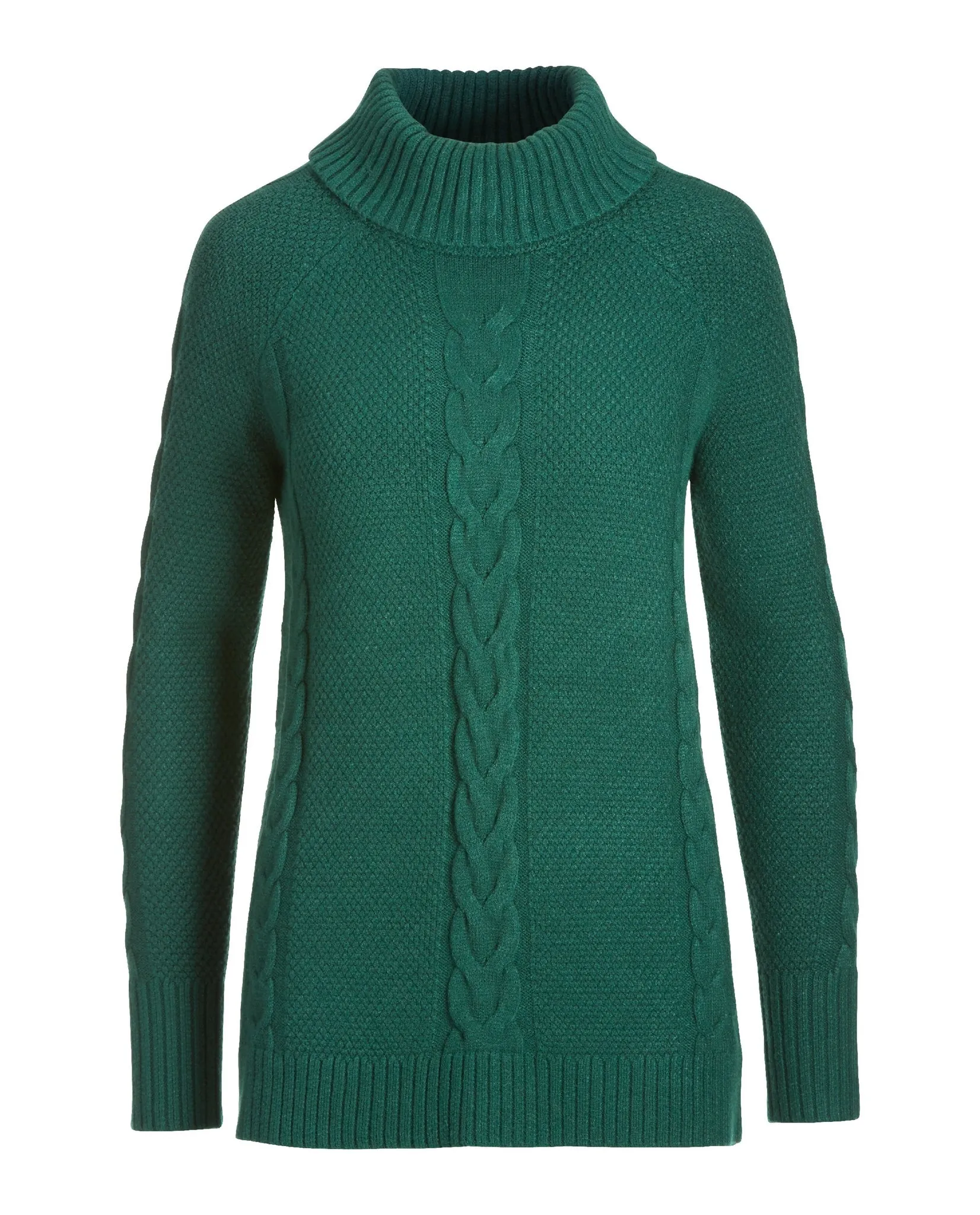 Cable Turtleneck Sweater Green