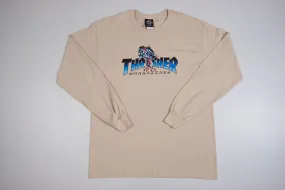 Camiseta Thrasher Leopard Magazine Manga Longa Bege