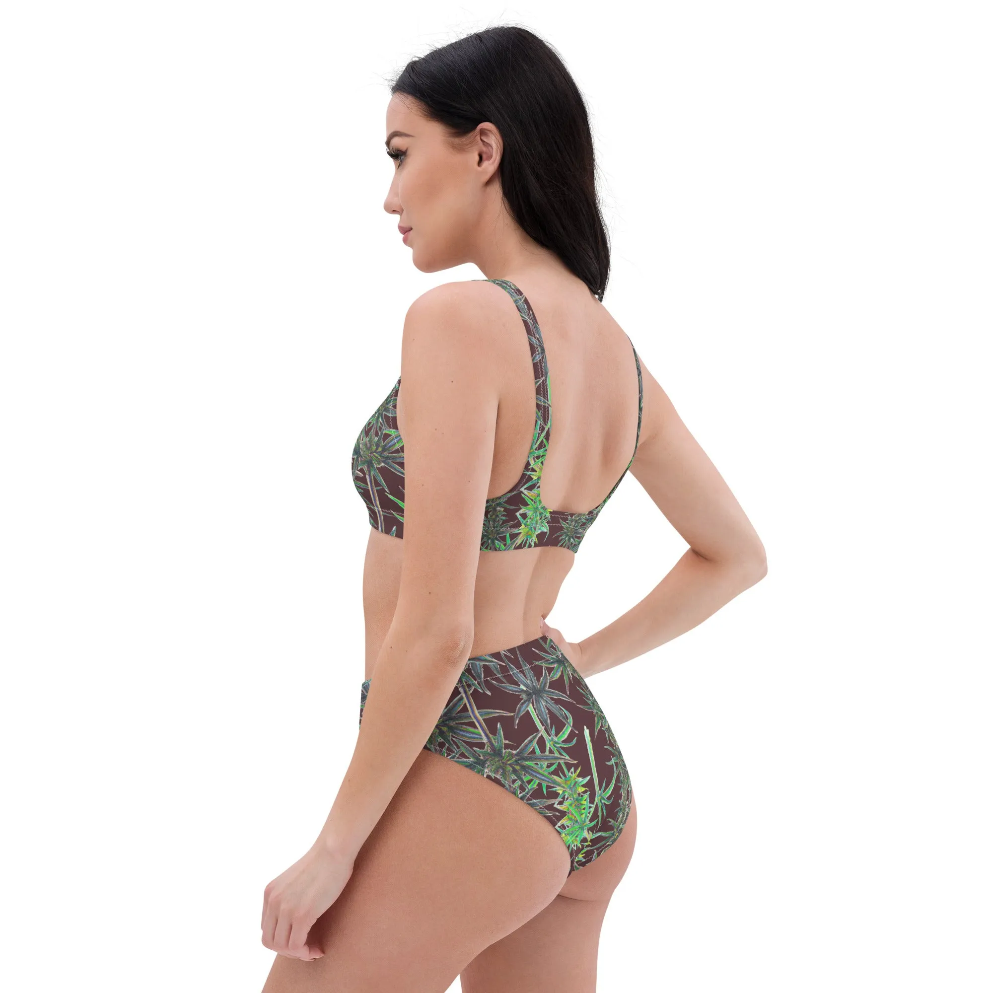 Cannabis Inspired Recycled high-waisted bikini