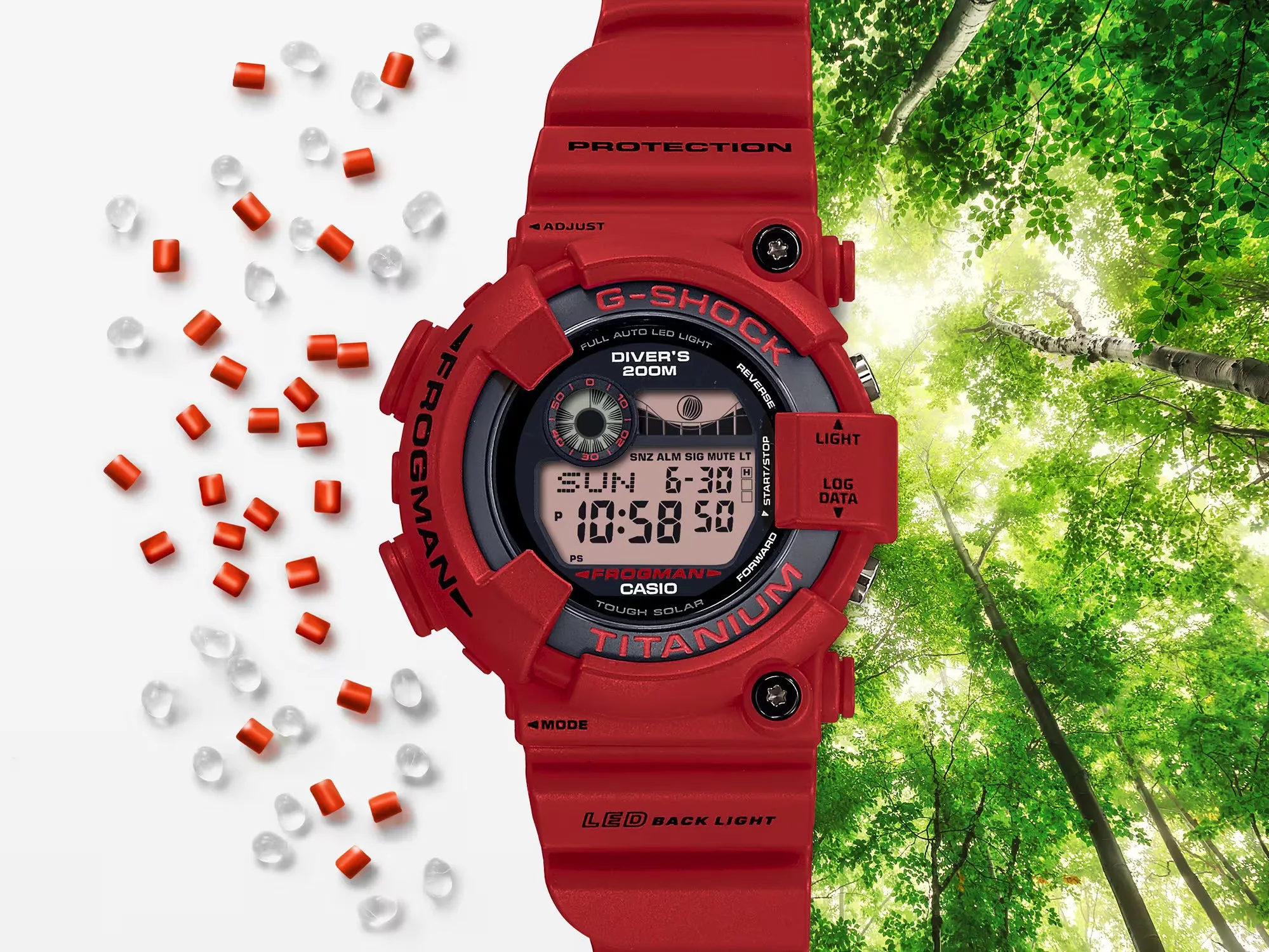 Casio G-Shock FROGMAN Digital Titanium 30th Anniversary 8200 Diver Red Watch GW8230NT-4 Limited