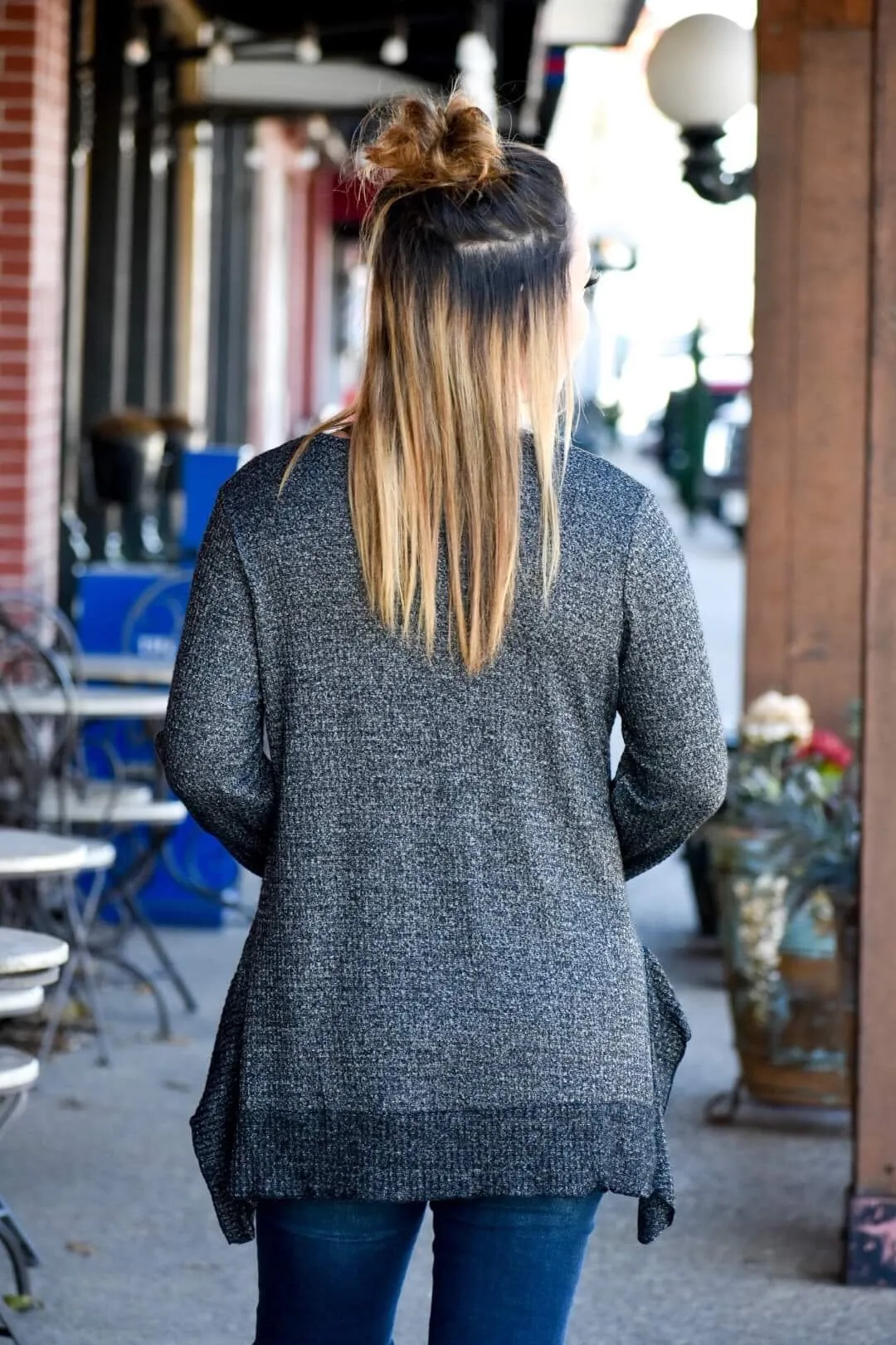 Charcoal Shark Bite Tunic Top