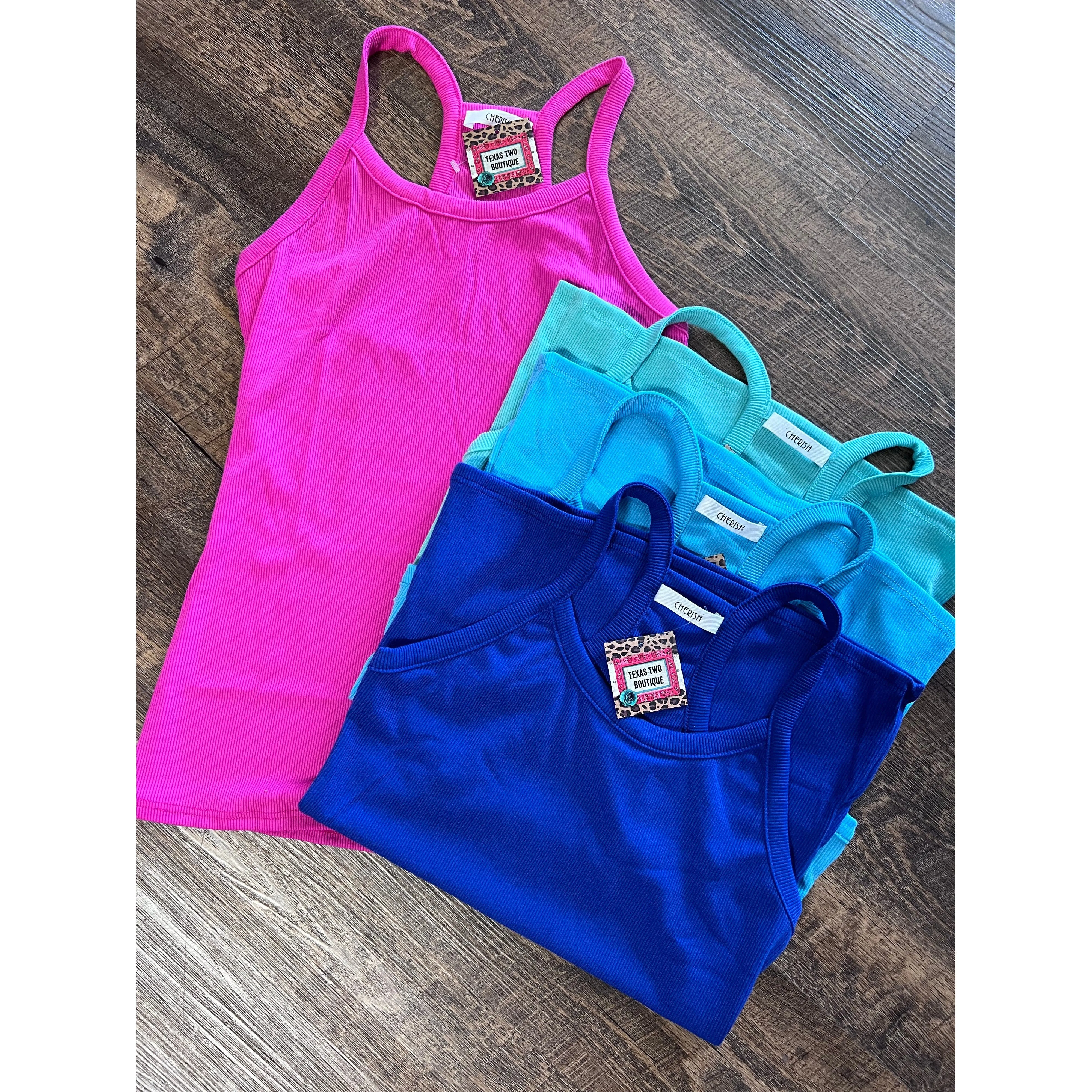 Cherish Ribbed Racerback Tanks (CHOOSE YOUR COLOR)