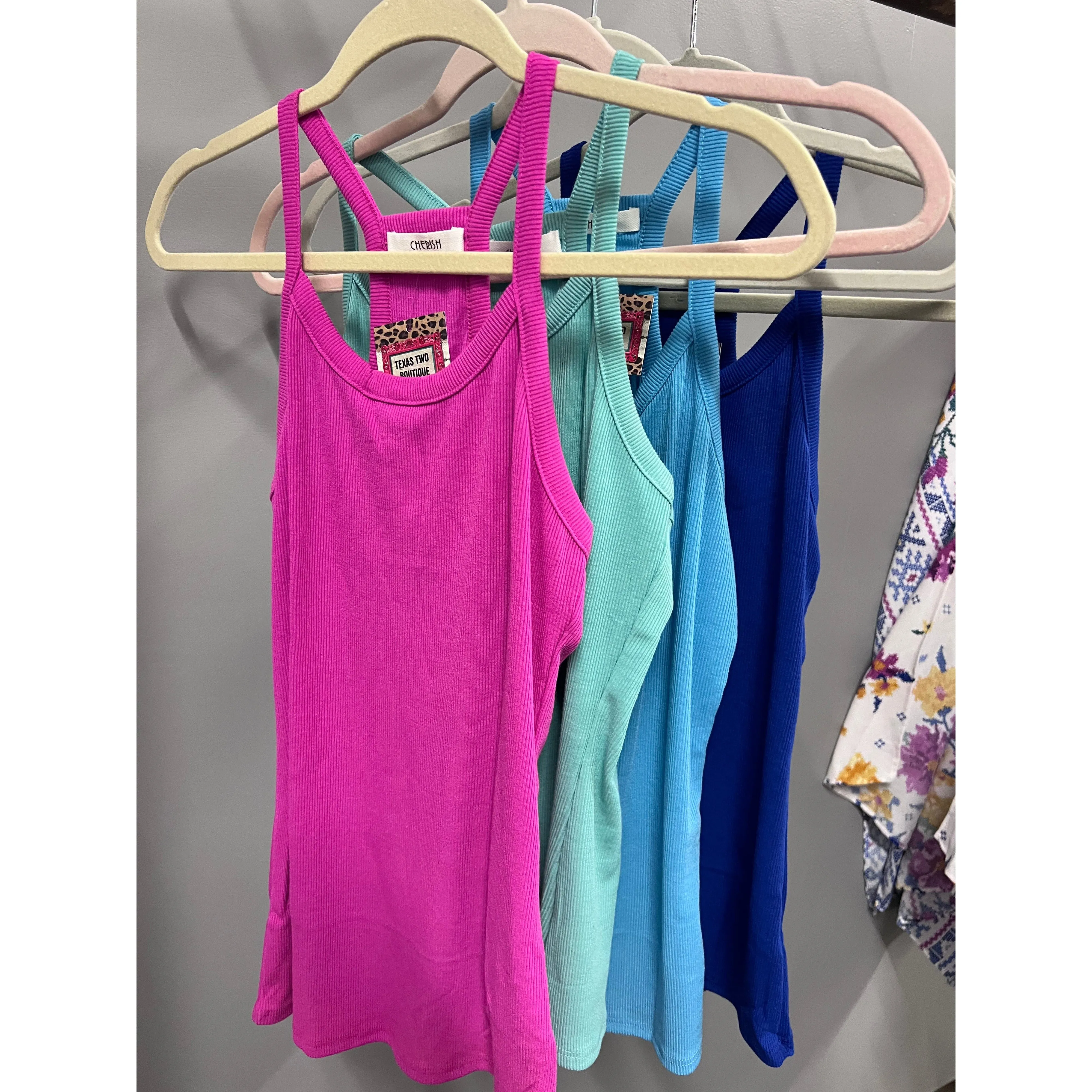 Cherish Ribbed Racerback Tanks (CHOOSE YOUR COLOR)