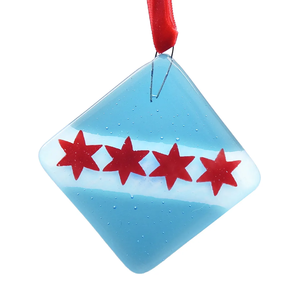 Chicago Flag Glass Ornament