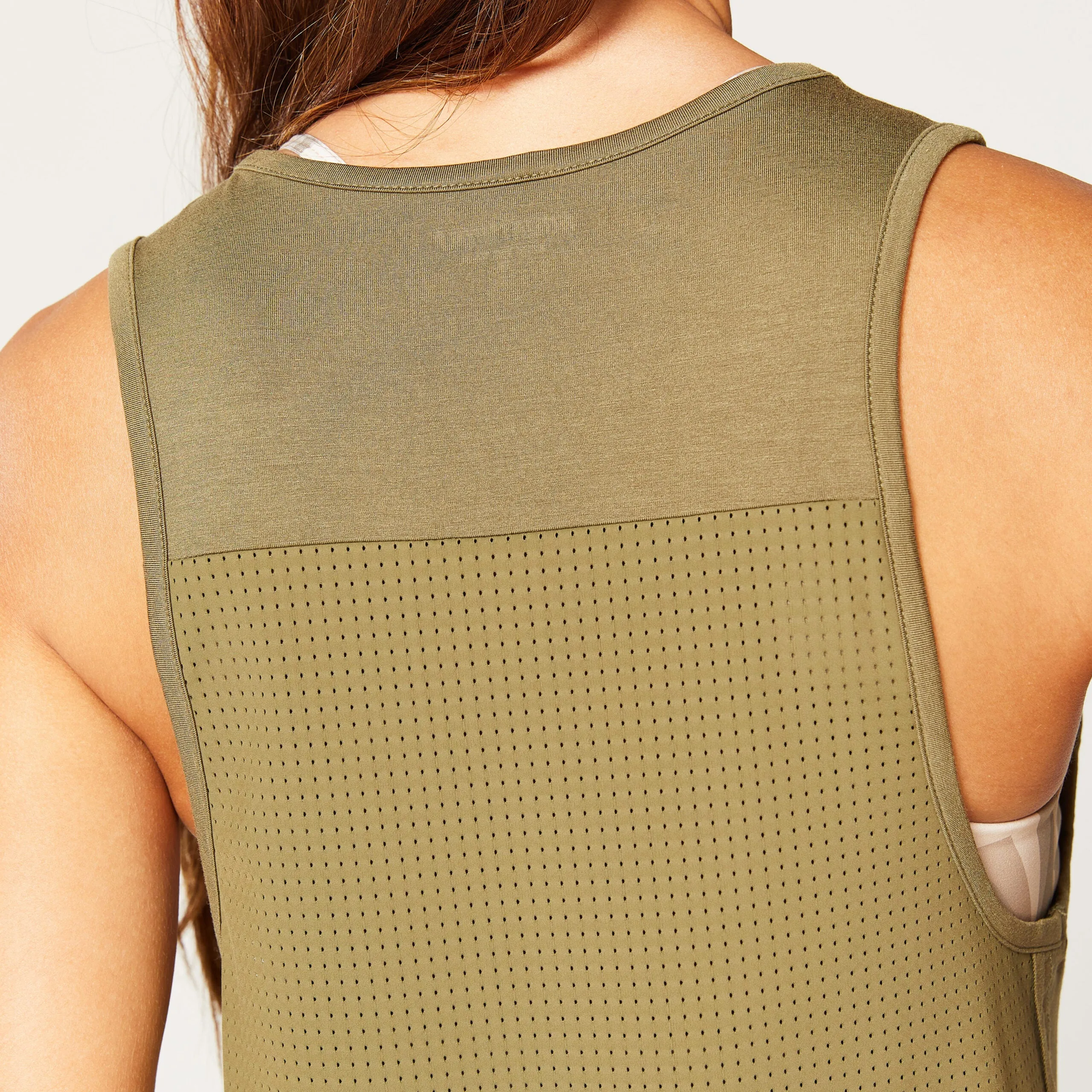 Code Mesh Back Tank - Khaki