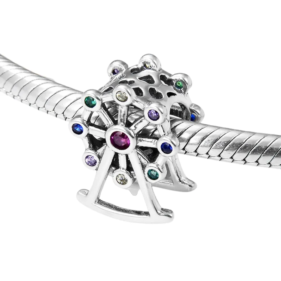 Colorful Ferris Wheel Charm 925 Sterling Silver