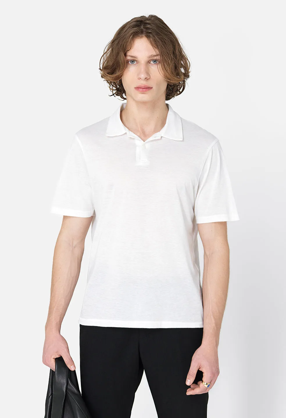 Cotton Cashmere Polo / White