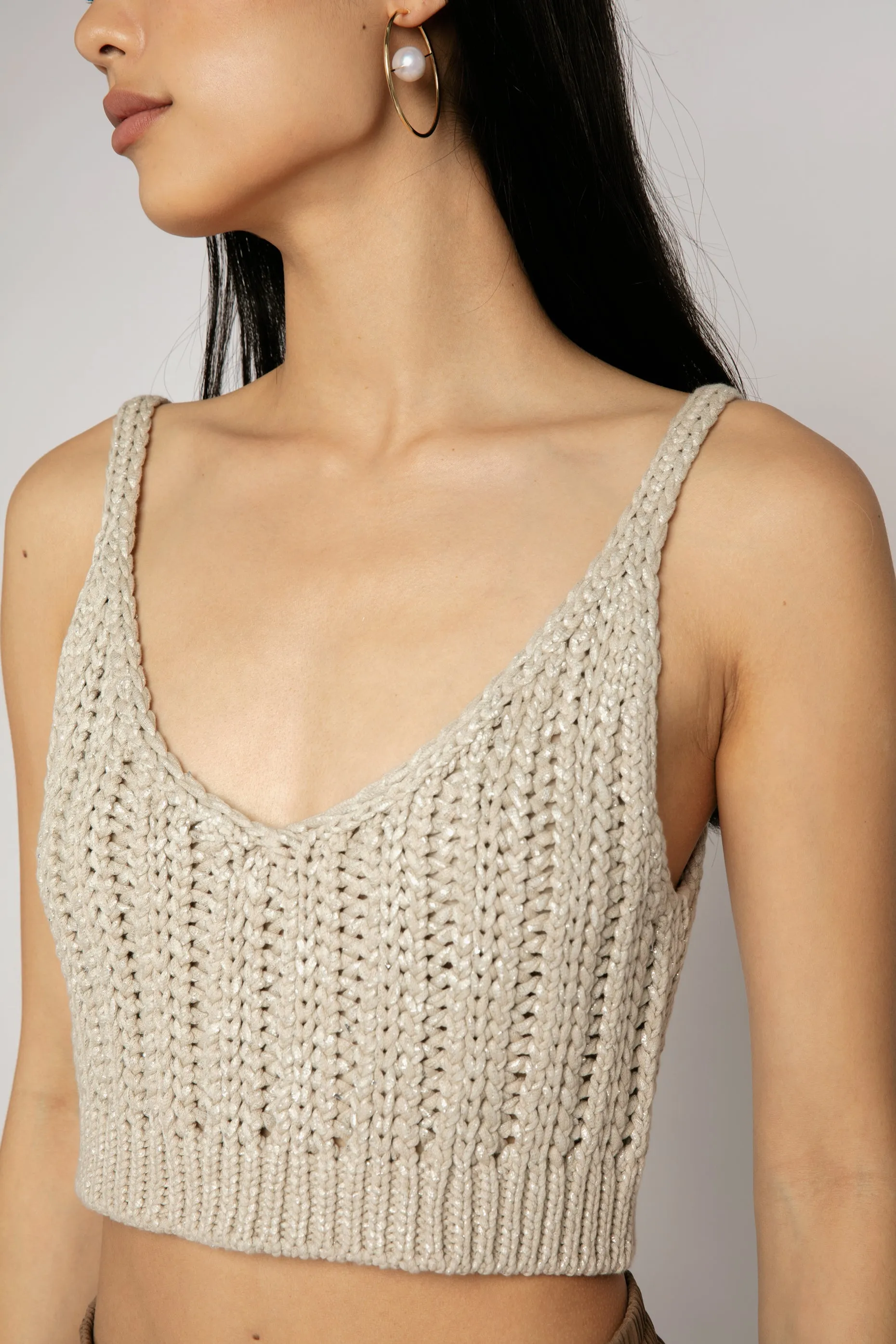 Cropped Cotton Tank Top in Bamboo