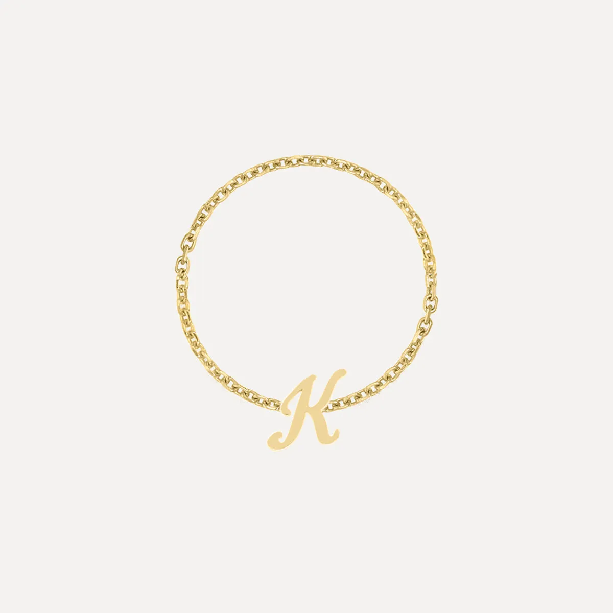 Cursive Letter Chain Ring