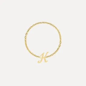 Cursive Letter Chain Ring