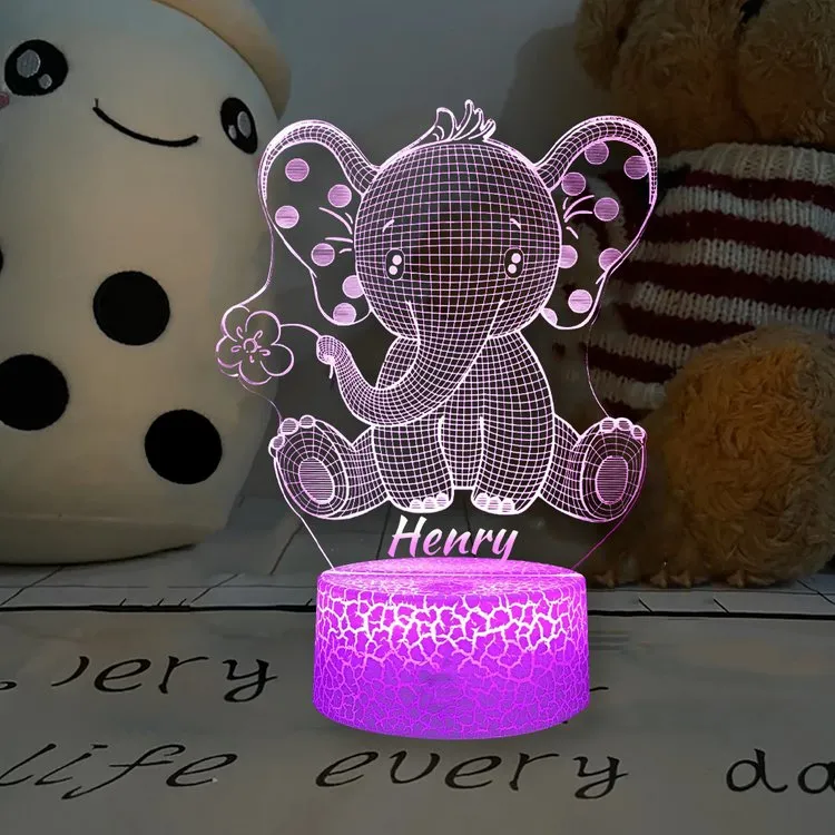 Custom Kids Name Night Light 7 Colors - Elephant Name Light