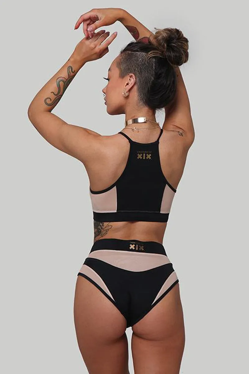 CXIX I S I S High Waisted Bottoms - Black with Sand Mesh