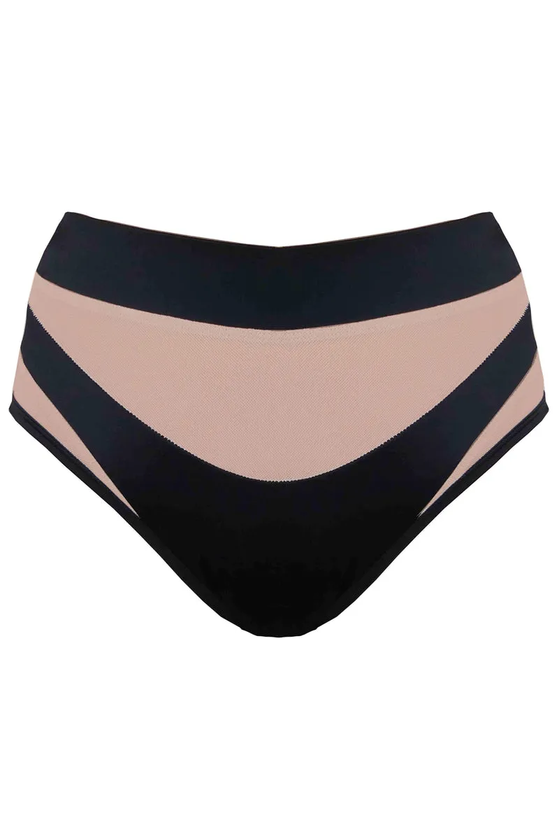 CXIX I S I S High Waisted Bottoms - Black with Sand Mesh