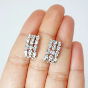 CZ Chic Geometric Bridal Earrings, Bridal Stud Earrings, Crystal Bridal Earrings, Statement Earrings