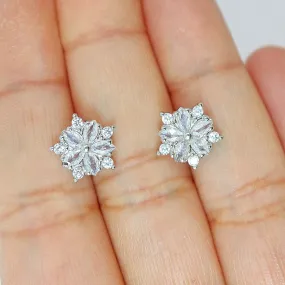 CZ Frozen Bloom stud Earrings, Bridal Jewelry, Bridal Stud Earrings, Crystal Bridal Earrings, Statement Earrings Cz