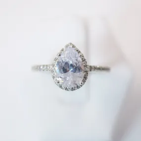 CZ Tear Drop Proposal Ring, Statement Ring, Engagement Ring, Two Ring Set, Promise Ring For a Friend, Friendship ring.