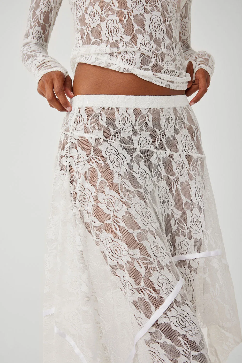 Day Lace Midi Skirt - White