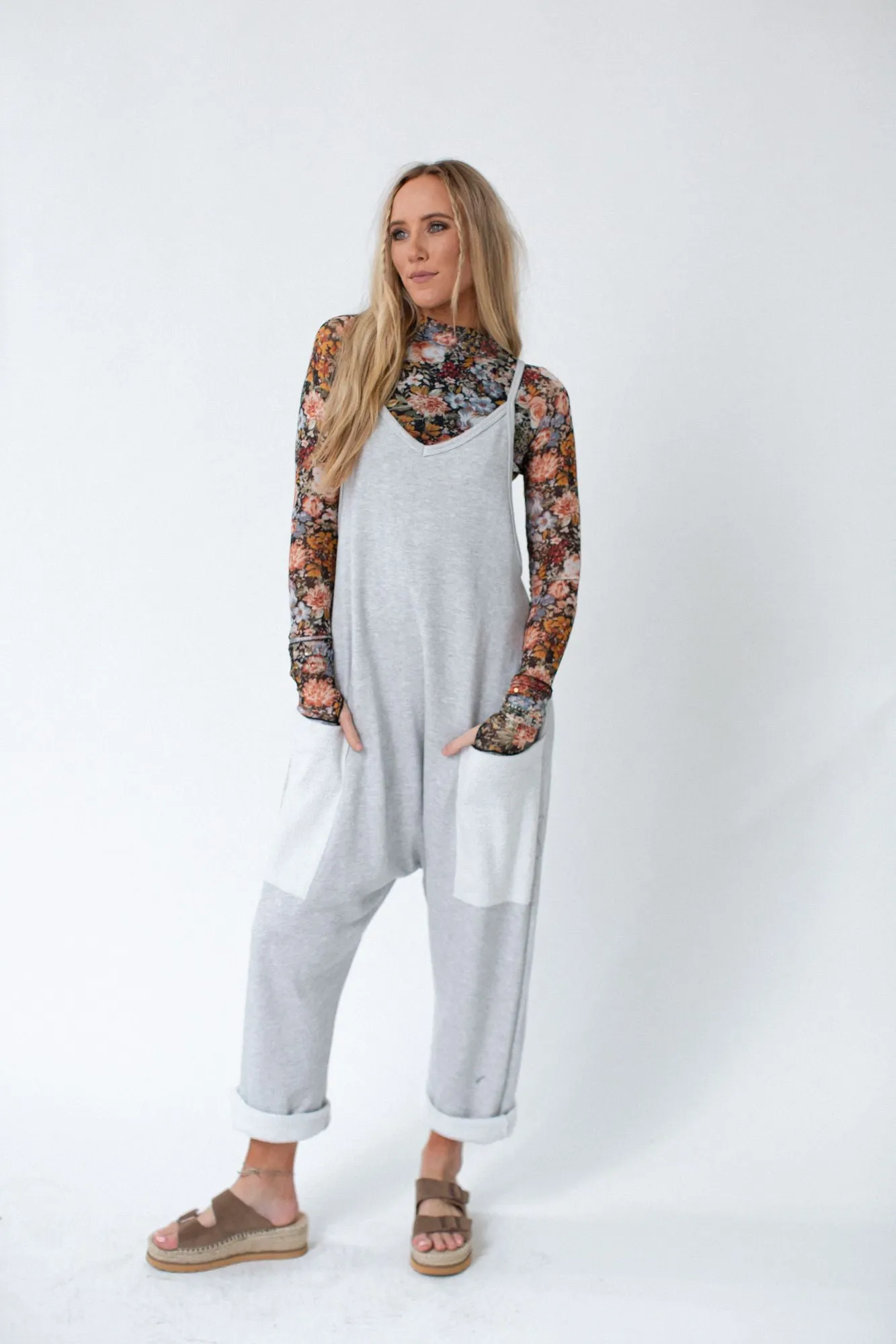 Desert Dunes Harem Jumpsuit - Heather Gray