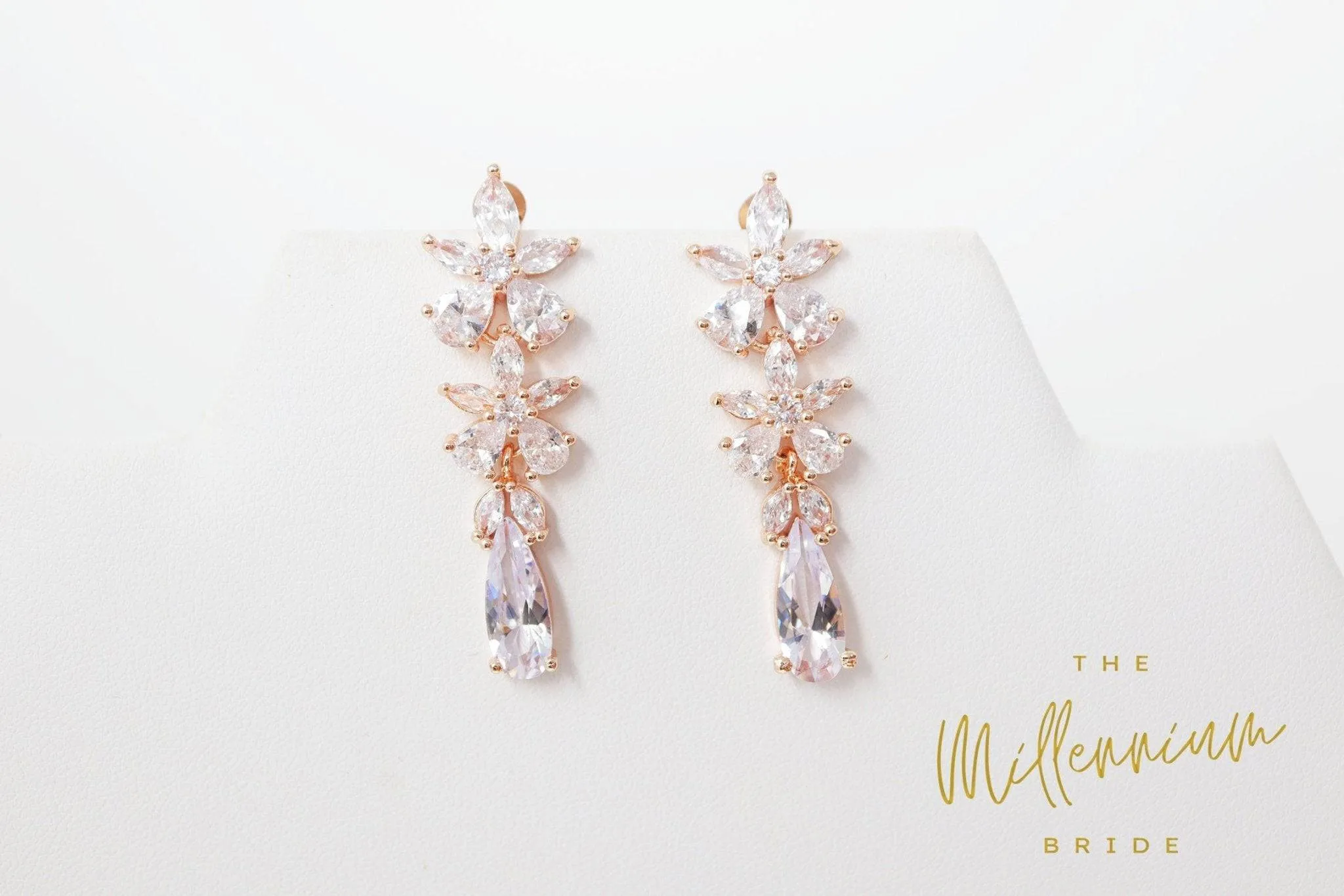 Diamond Floral TearDrop Crystal, Diamond Earrings, Long Bridal Earring, Bridal Earrings, Crystal Bridal Earrings, Statement Earrings