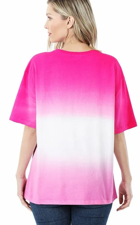 Dip Dye Short Sleeve Top - Available in 3 Colors