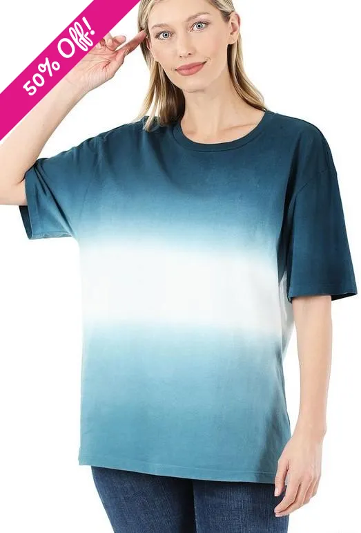 Dip Dye Short Sleeve Top - Available in 3 Colors