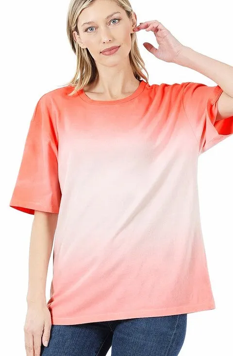 Dip Dye Short Sleeve Top - Available in 3 Colors