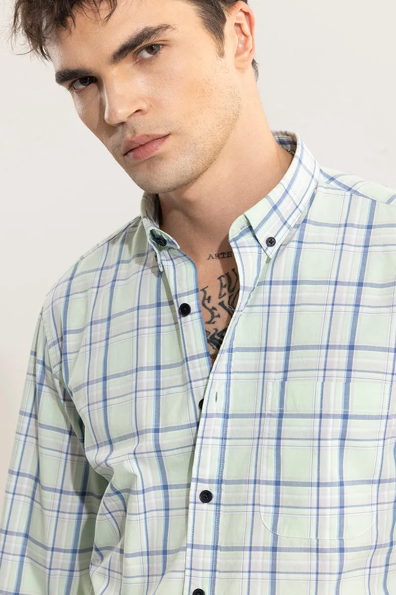 Distinctive Grids Mint Green Shirt