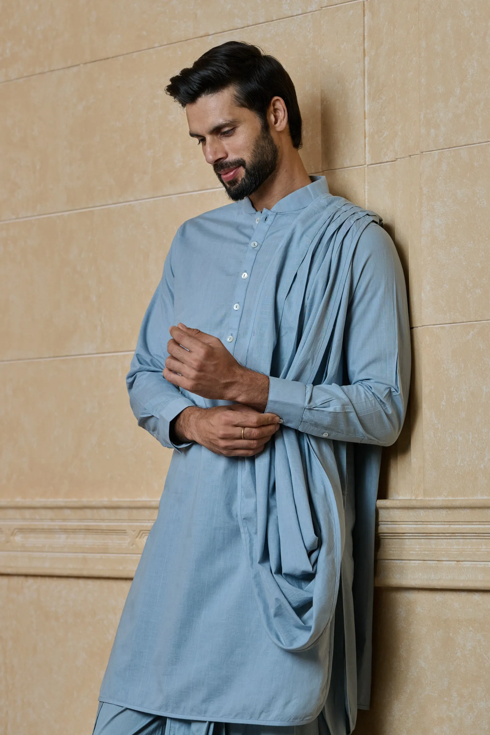 Draperd Kurta With Dhoti And Dupatta