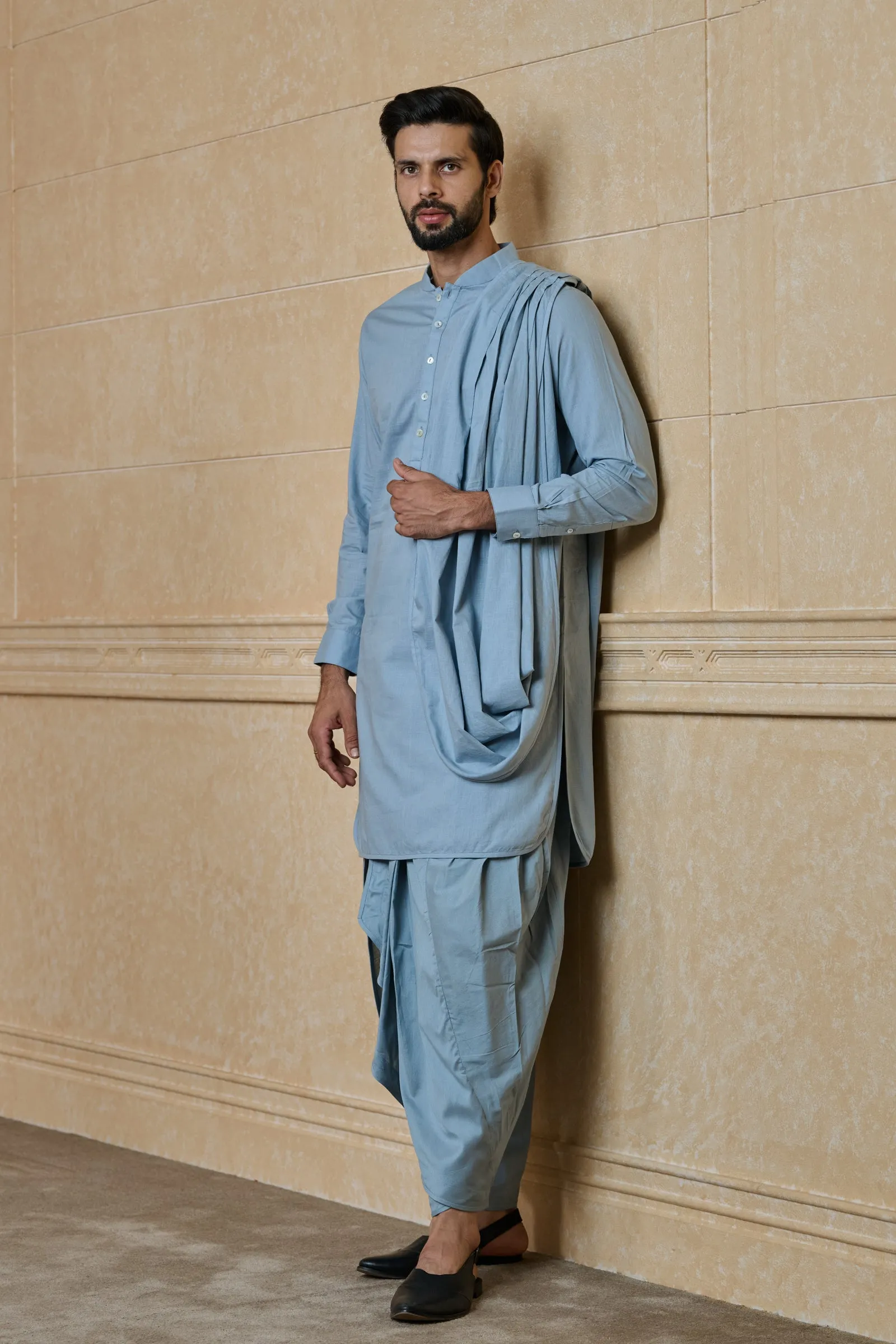 Draperd Kurta With Dhoti And Dupatta