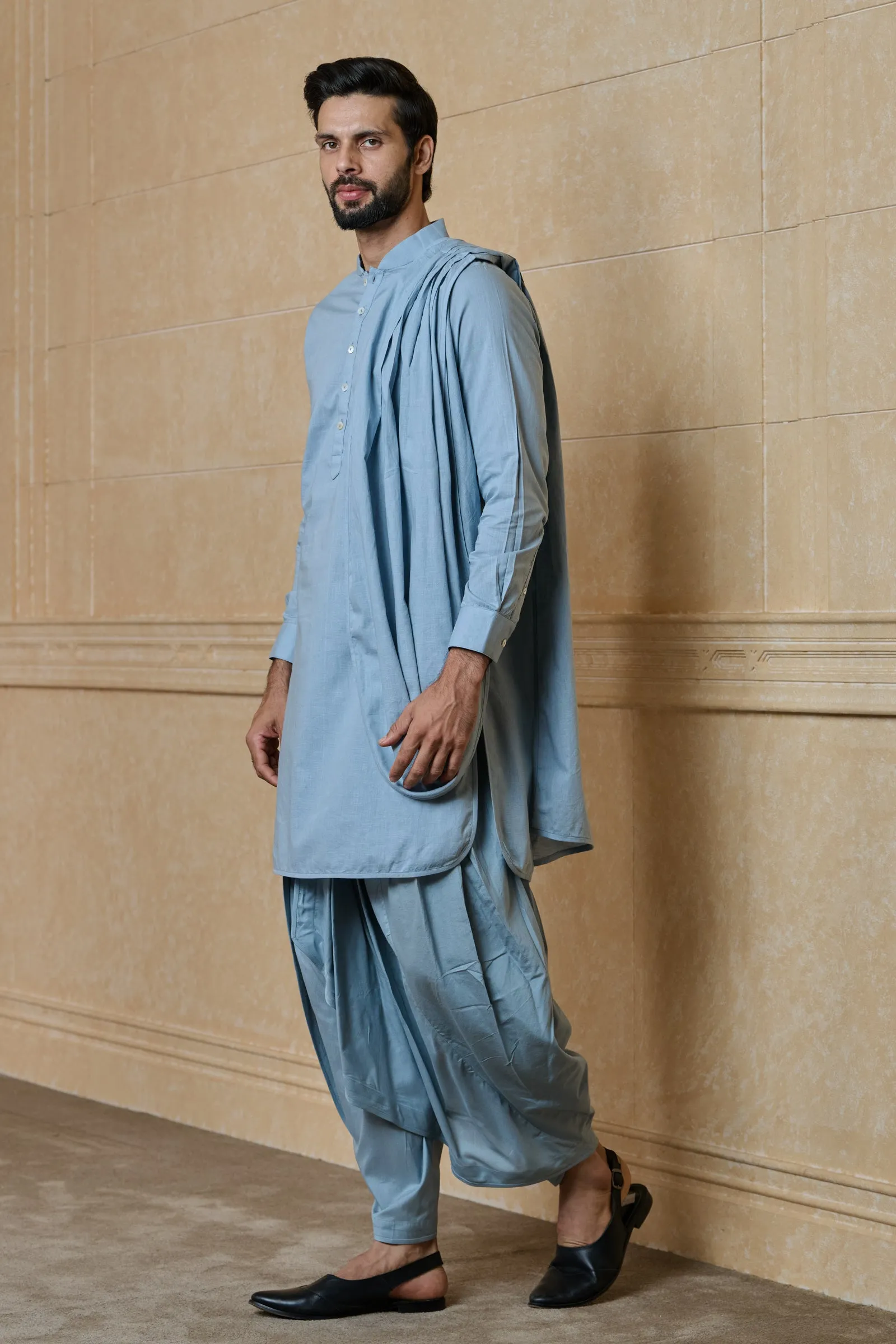 Draperd Kurta With Dhoti And Dupatta