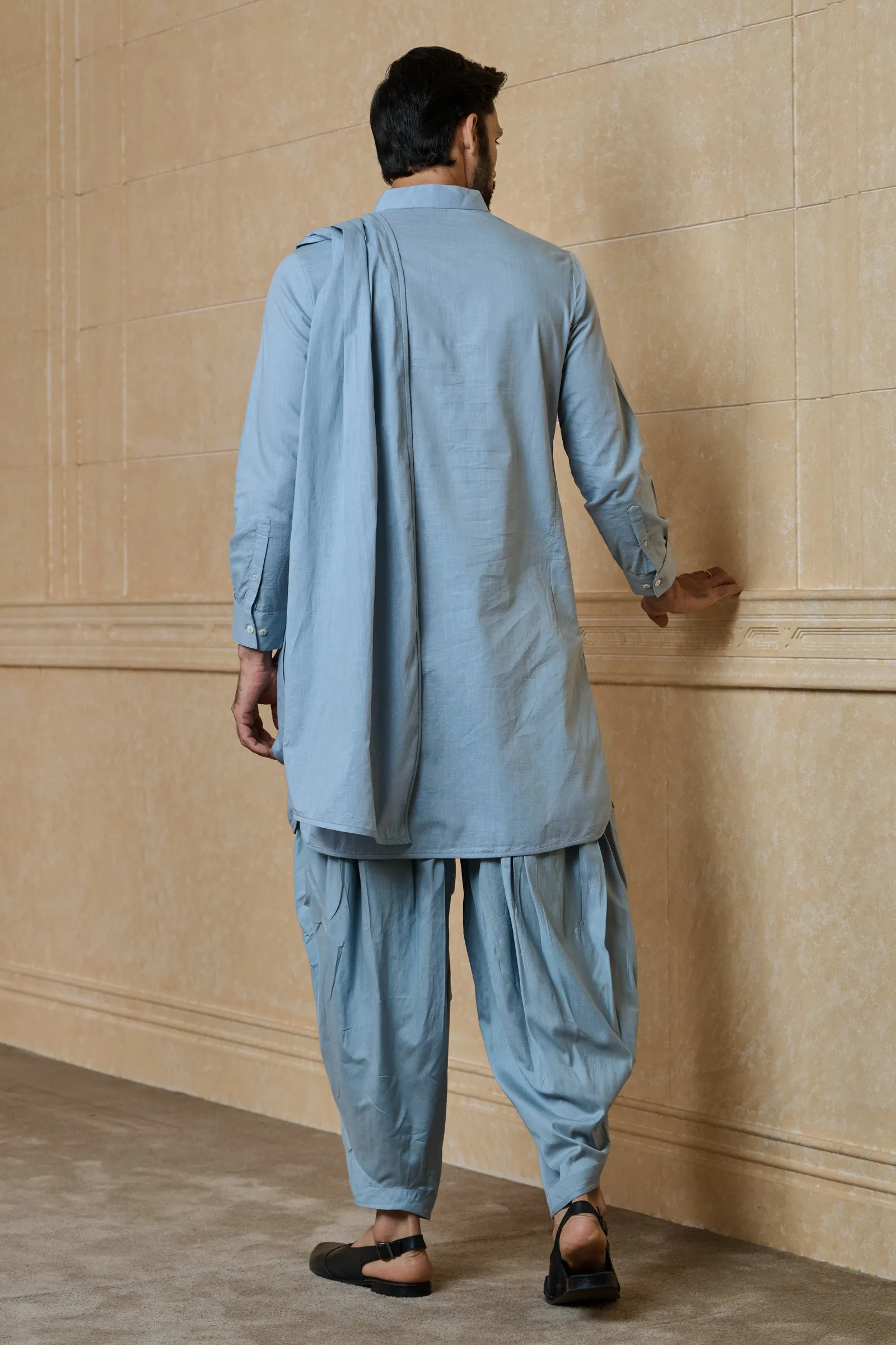 Draperd Kurta With Dhoti And Dupatta