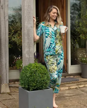 Eleanor Palm Leaf Print Print Cropped Pyjama Set