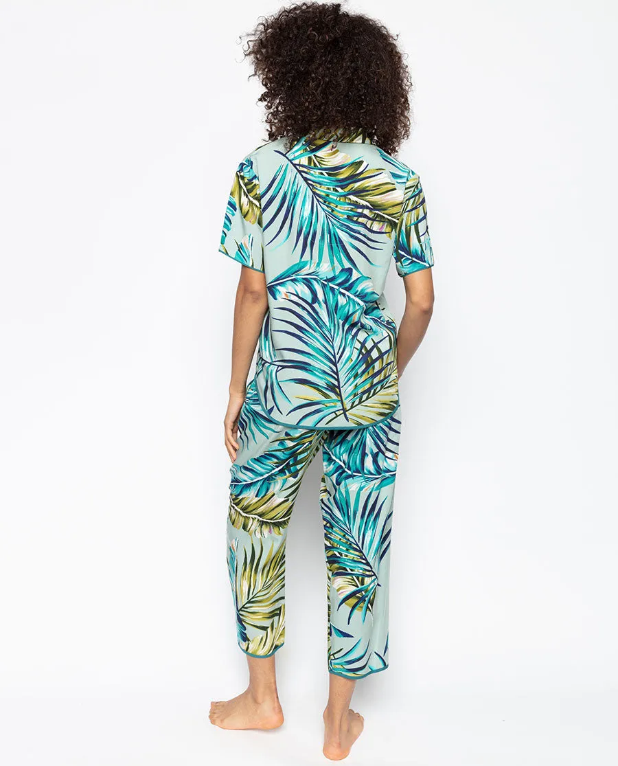 Eleanor Palm Leaf Print Print Cropped Pyjama Set