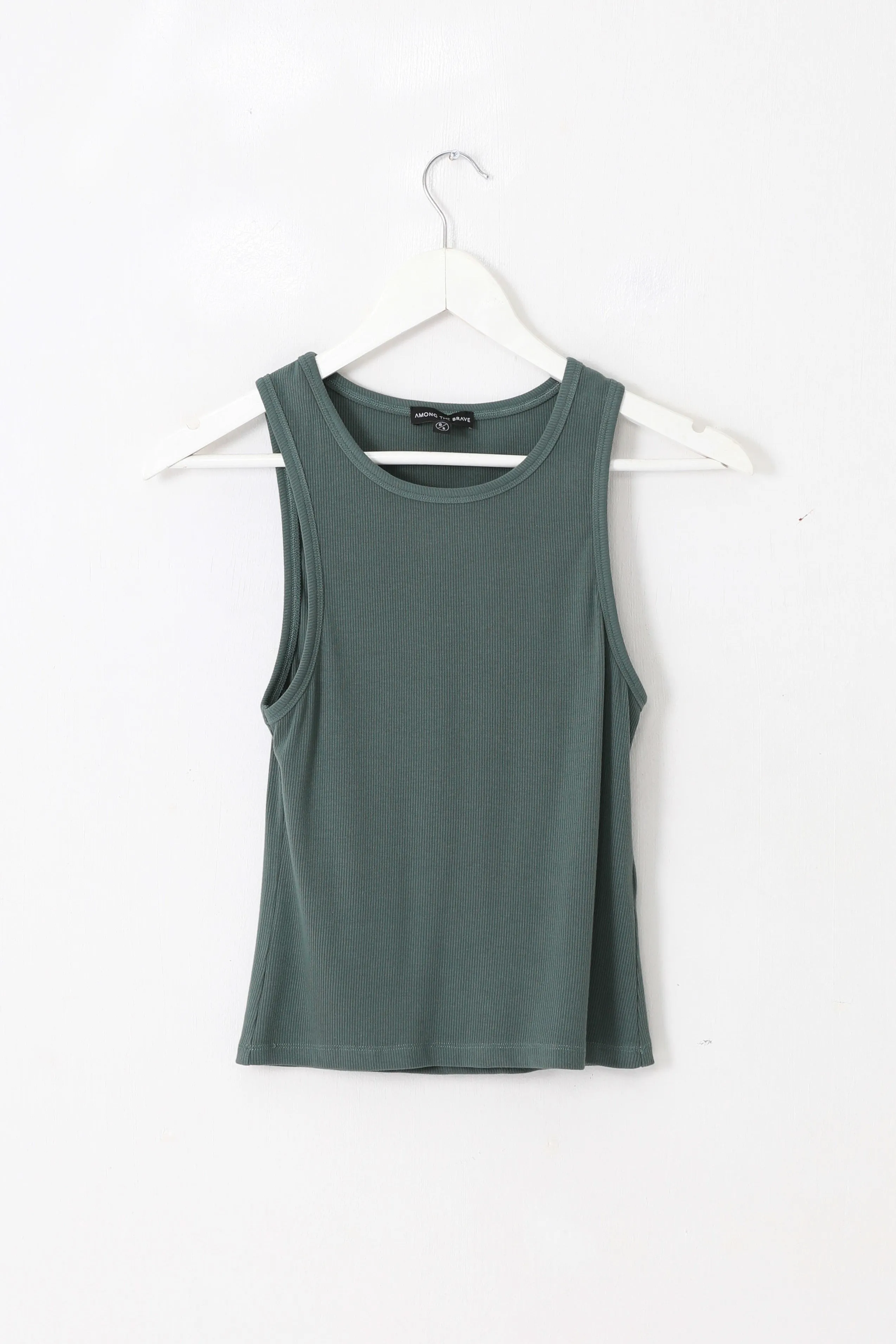 Envy Dark Olive Rib Cut Away Tank