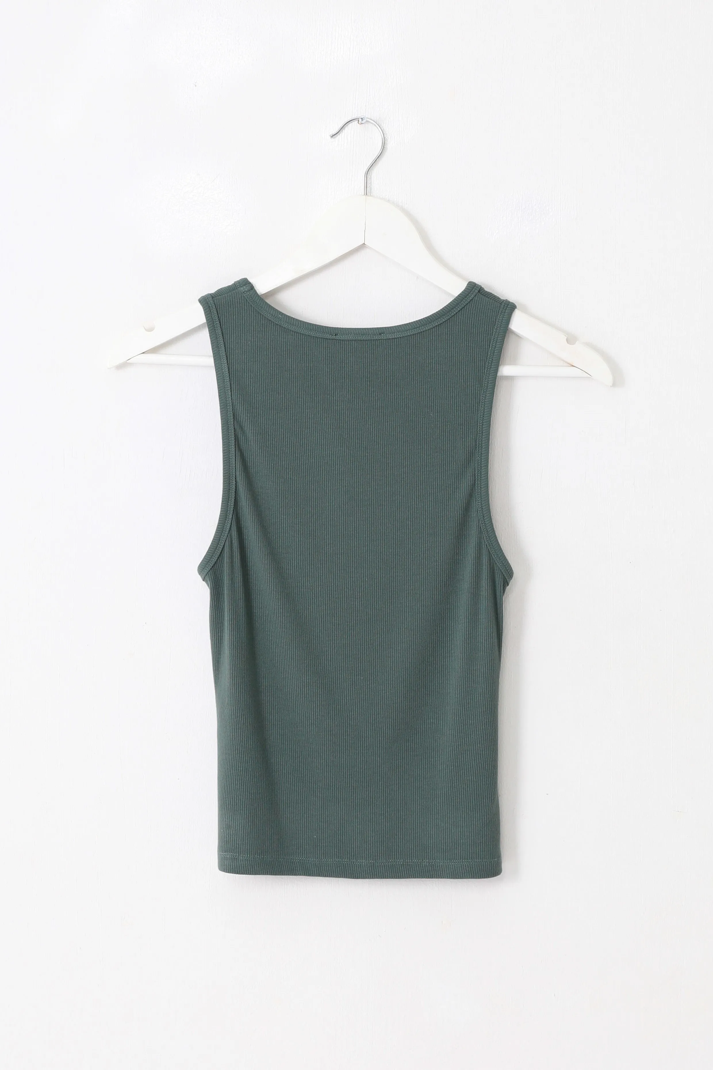 Envy Dark Olive Rib Cut Away Tank