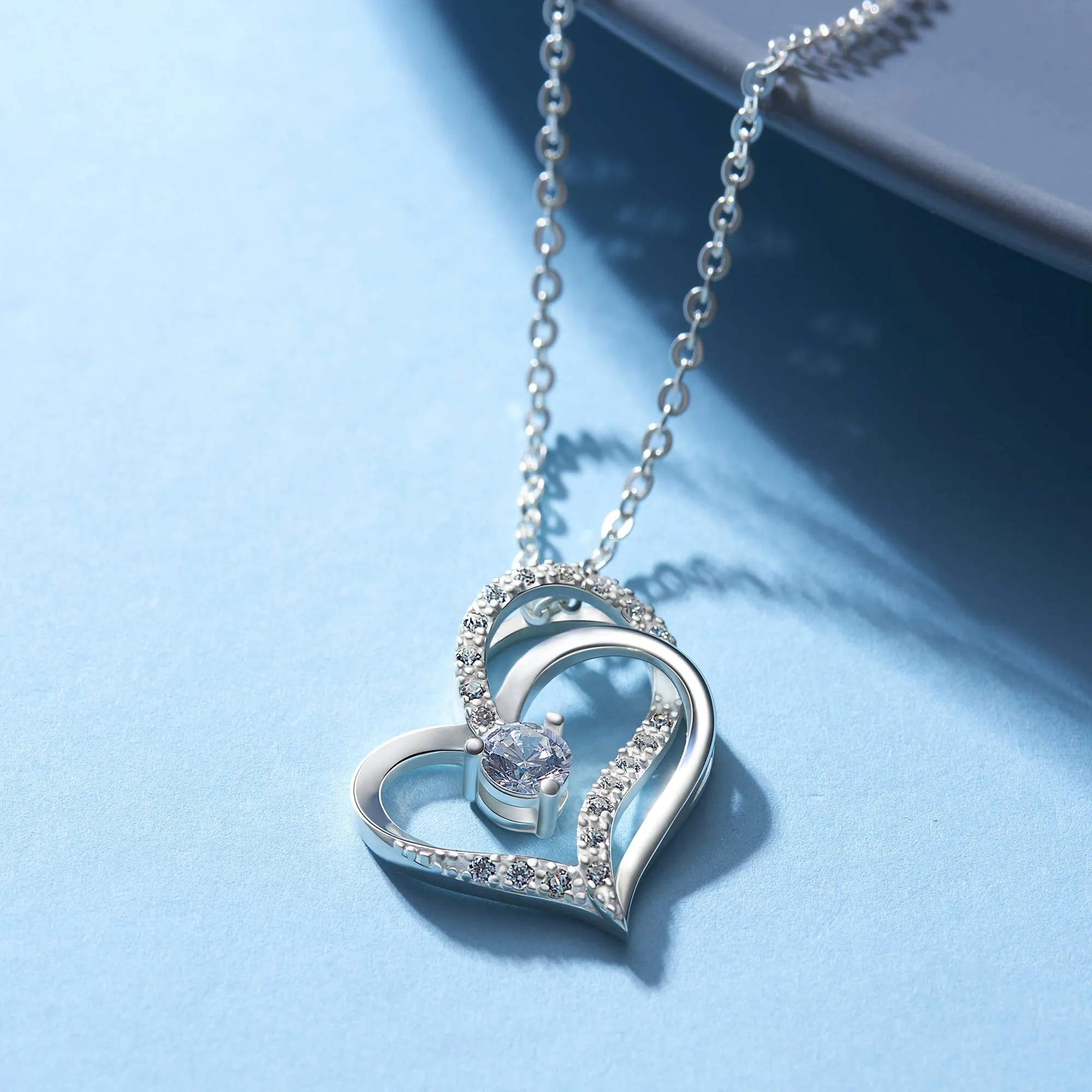 Eternity Silver Double Heart Pendant