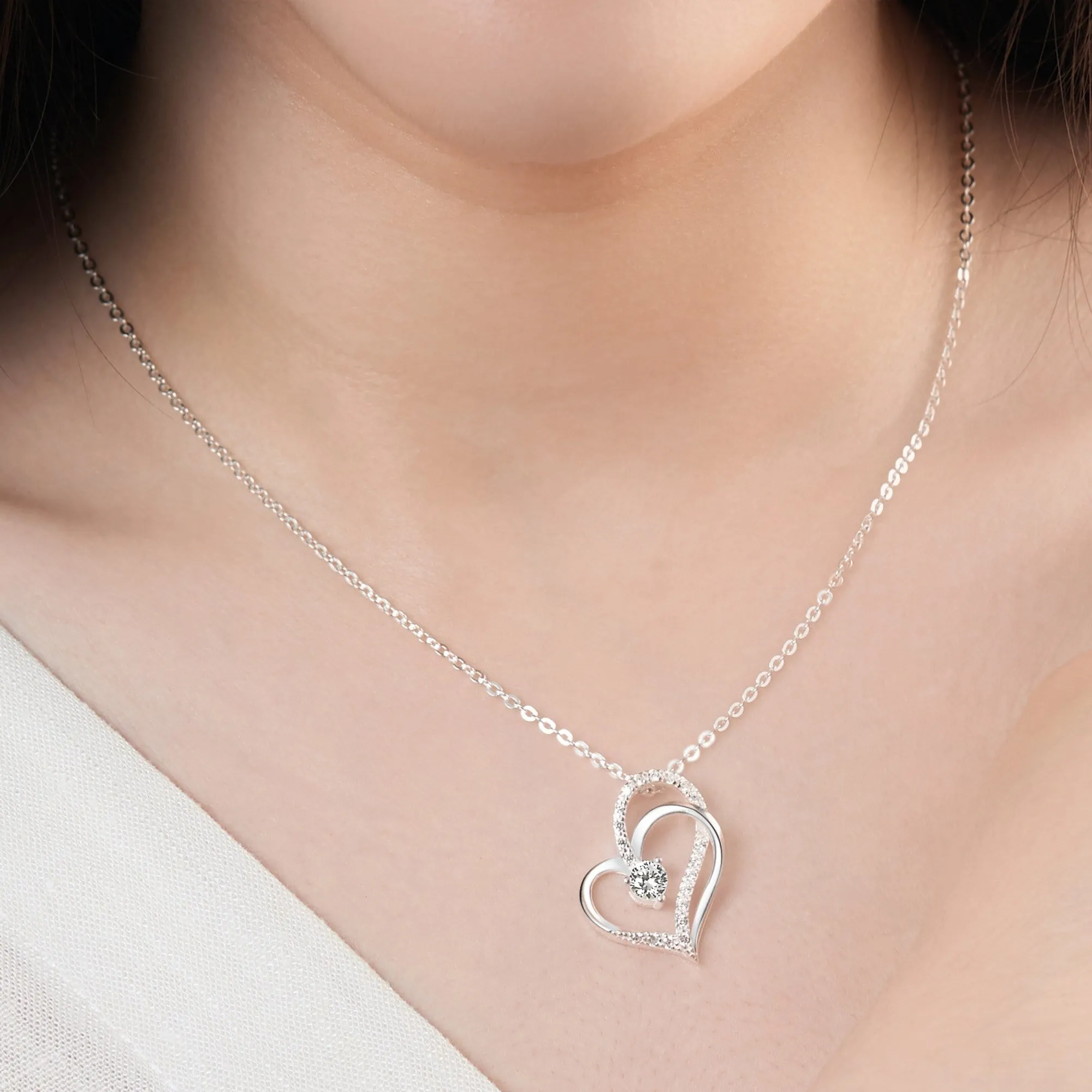 Eternity Silver Double Heart Pendant