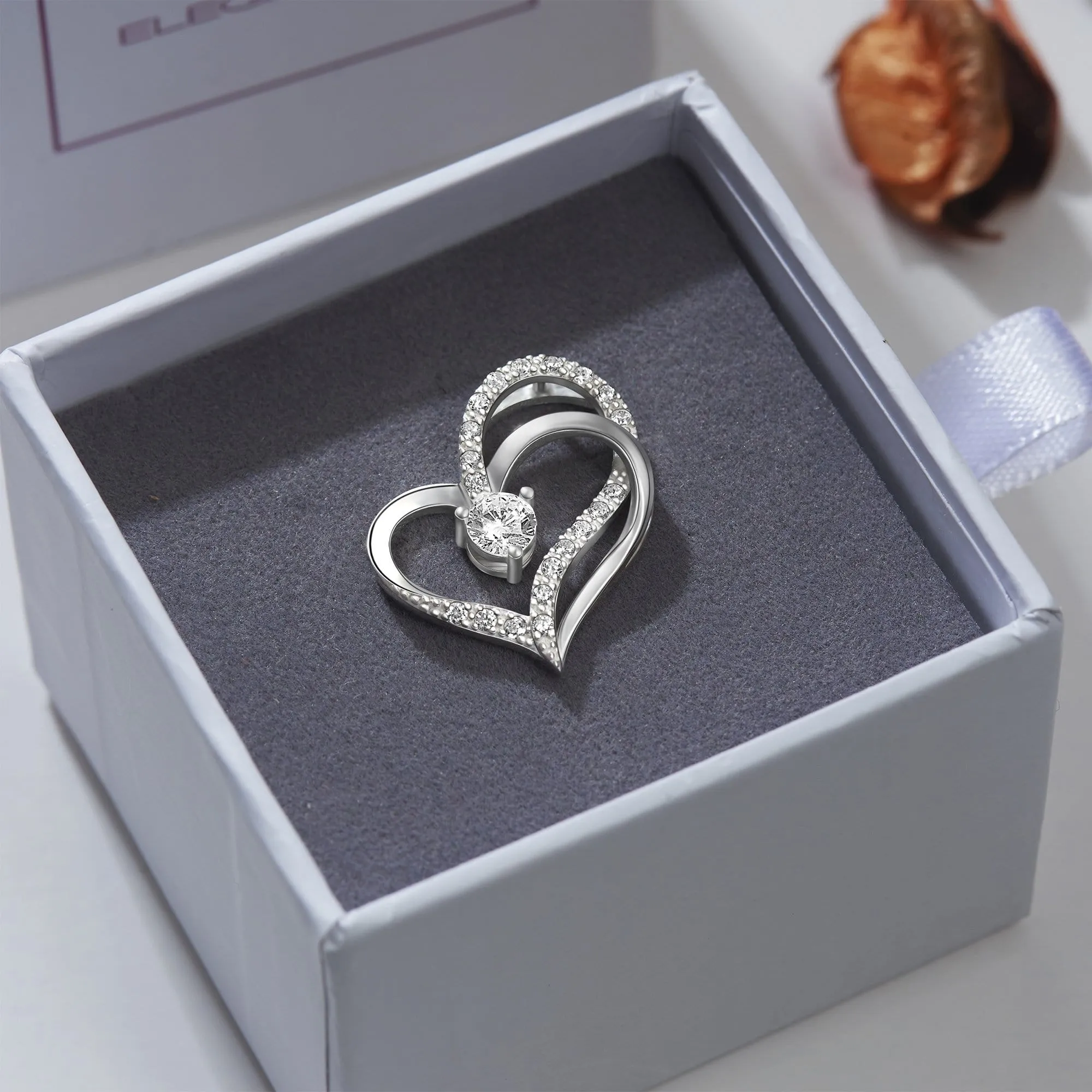 Eternity Silver Double Heart Pendant