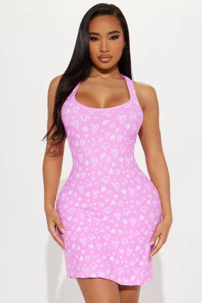 Falling In Love PJ Sleep Dress - Pink