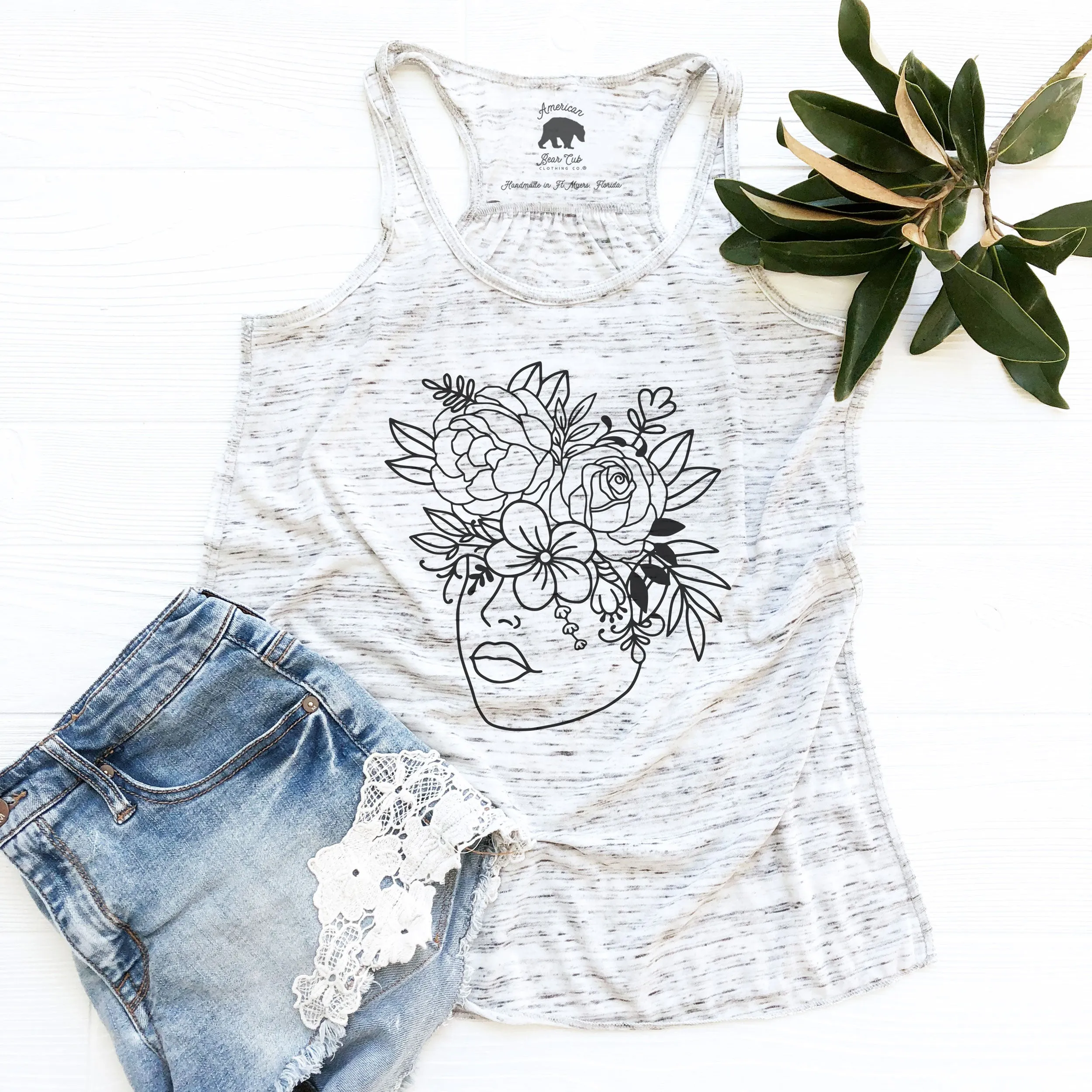 Floral Crown flowy racerback tank tops