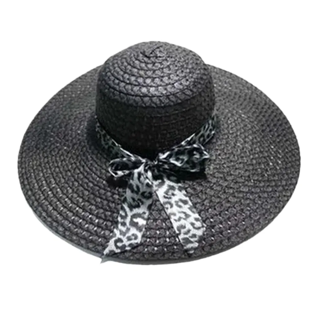 Foldable Floppy Wide Brim Straw Sun Hat with Bowknot