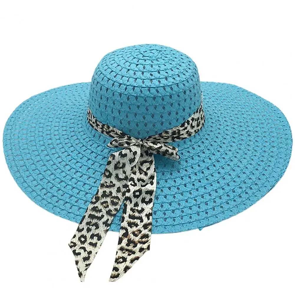 Foldable Floppy Wide Brim Straw Sun Hat with Bowknot