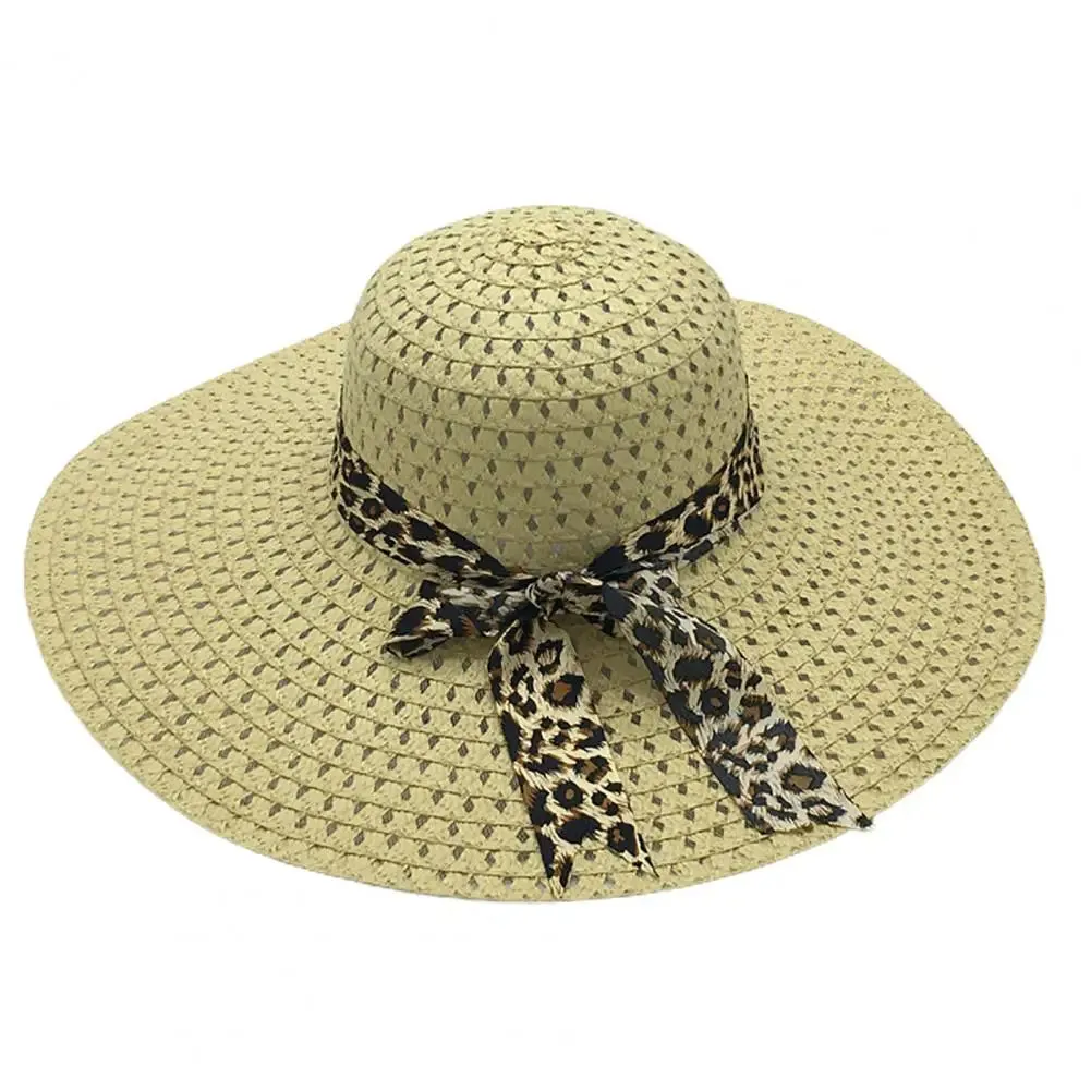 Foldable Floppy Wide Brim Straw Sun Hat with Bowknot