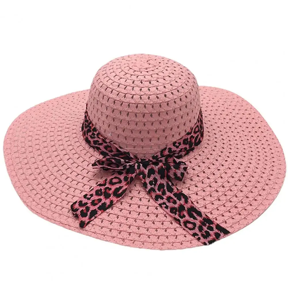 Foldable Floppy Wide Brim Straw Sun Hat with Bowknot