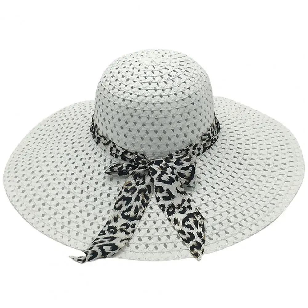 Foldable Floppy Wide Brim Straw Sun Hat with Bowknot