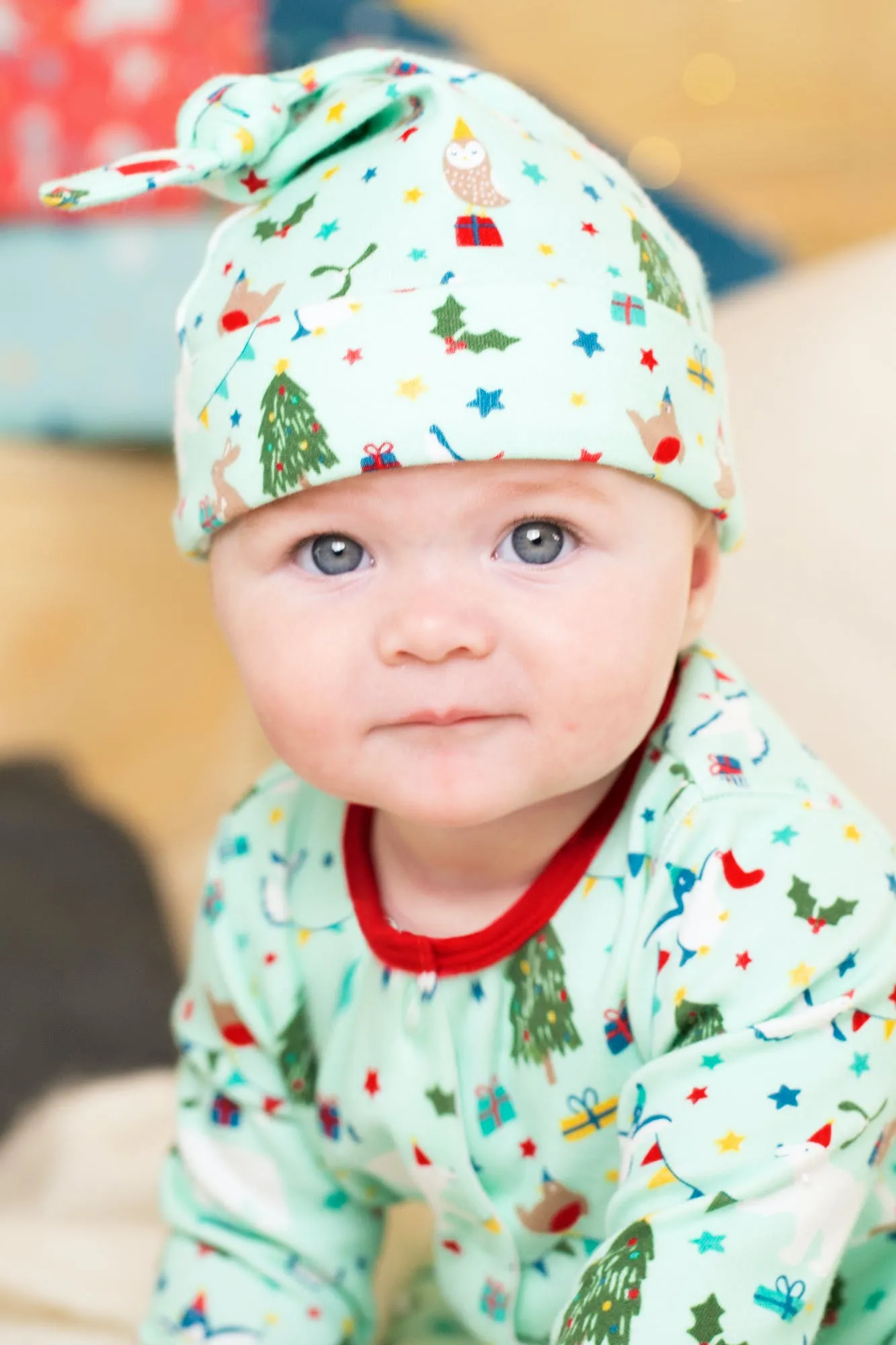 Frugi Arctic Aqua Let's Party Lovely Knotted Hat