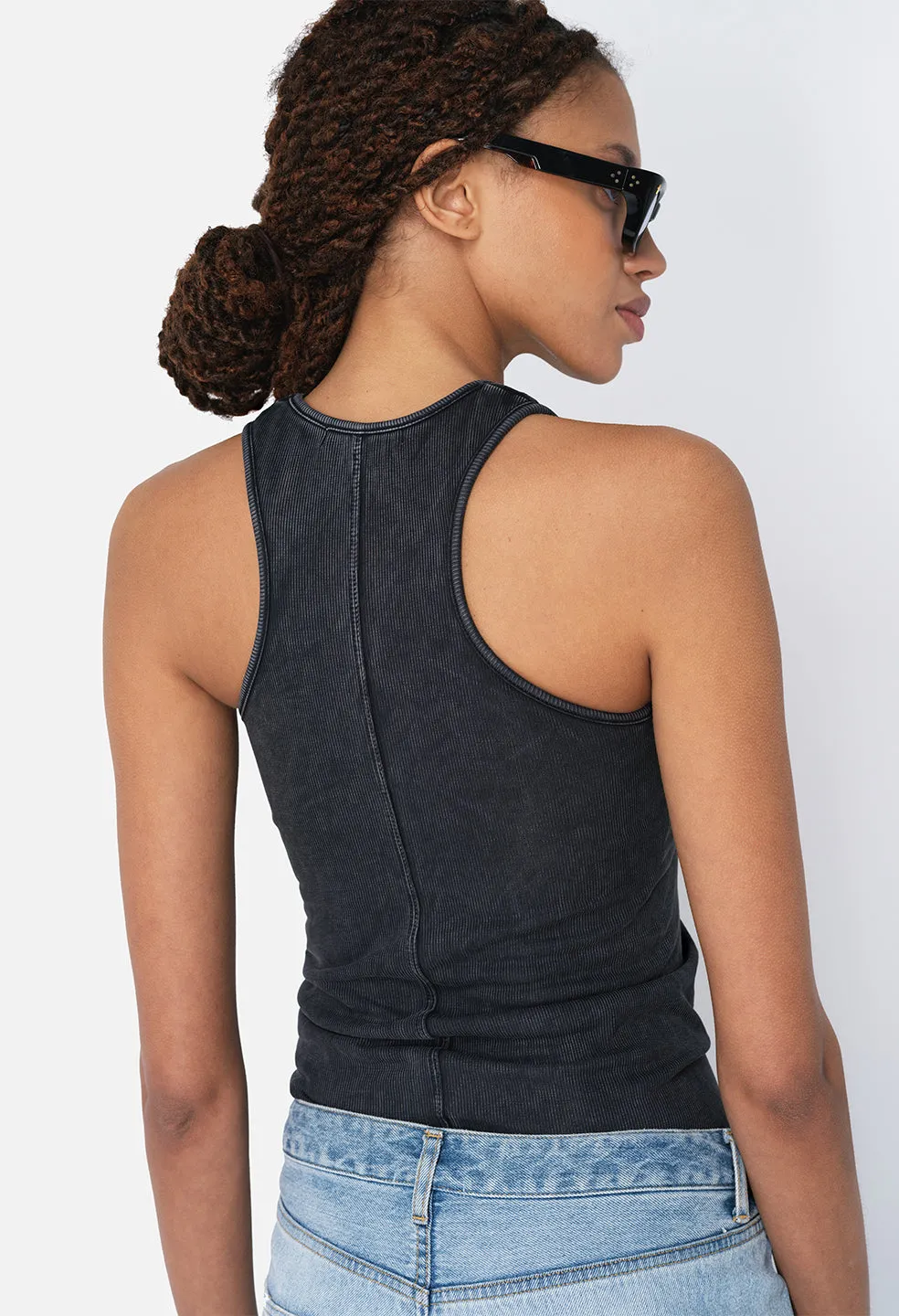 Gemini Rib Racerback / Mineral Wash Black